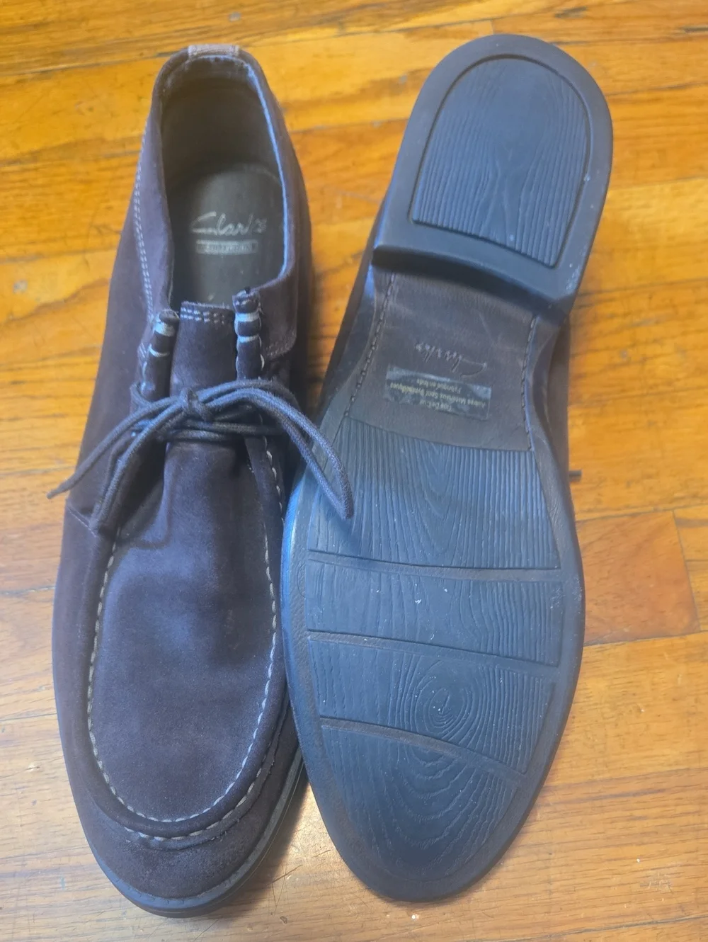 Clarks Delsin Leather Oxford Casual Suede Shoes Loafers Deep Brown Size 13M